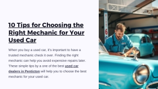 10 Tips for Choosing the Right Mechanic for Your Used Car