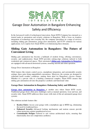 Garage Door Automation in Bangalore Enhancing Safety and Efficiency