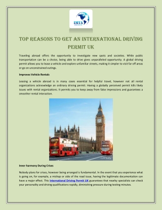 Top Reasons to Get an International Driving Permit UK