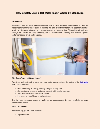 How to Safely Drain a Hot Water Heater