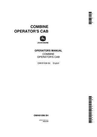 John Deere Combine Operator’s Cab Operator’s Manual Instant Download (Publication No.OMH91096)