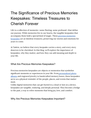 The Significance of Precious Memories Keepsakes_ Timeless Treasures to Cherish Forever
