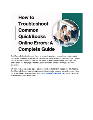 How to Troubleshoot Common QuickBooks Online Errors: A Complete Guide