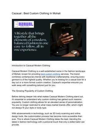 Cazaual _ Best Custom Clothing In Mohali