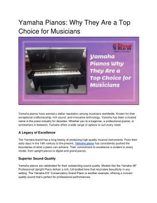 Yamaha Pianos_ Why They Are a Top Choice for Musicians
