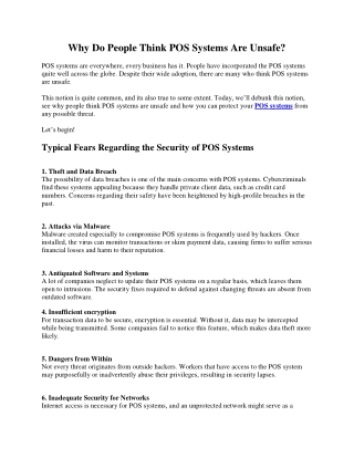 Why Do People Think POS Systems Are Unsafe?