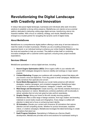 Revolutionizing the Digital Landscape with Creativity and Innovation