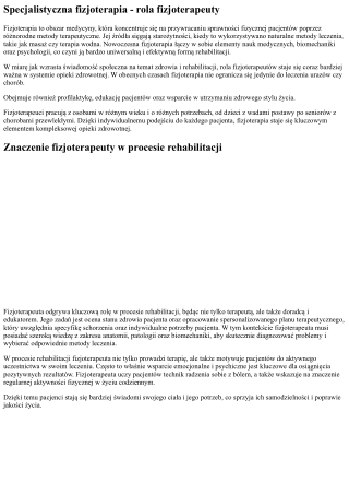 Kinezjolog - Profesjonalna fizjoterapia - znaczenie fizjoterapeuty