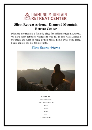 Silent Retreat Arizona  Diamond Mountain Retreat Center