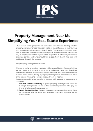 Property Management Near Me Simplifying Your Real Estate Experience