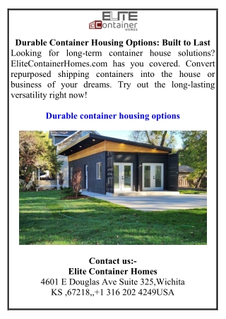 Durable Container Housing Options  Built to Last