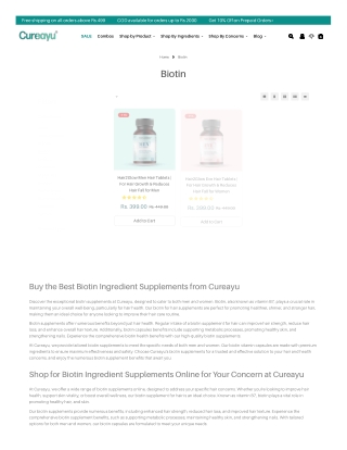 Buy Biotin Supplements for Hair, Skin, & Nail Health | Cureayu