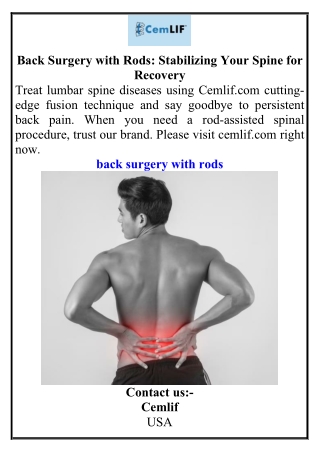 Back Surgery with Rods  Stabilizing Your Spine for Recovery