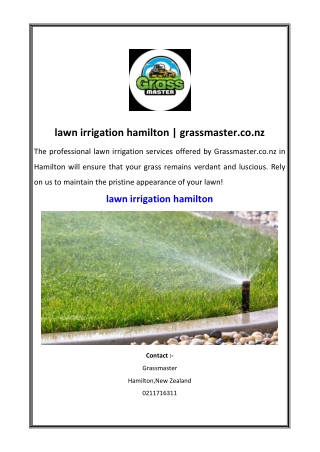 lawn irrigation hamilton | grassmaster.co.nz