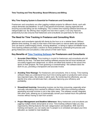 Time Tracking and Time Recording