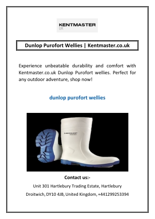Dunlop Purofort Wellies | Kentmaster.co.uk