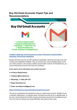 Buy Old Gmail Accounts_ Expert Tips and Recommendations