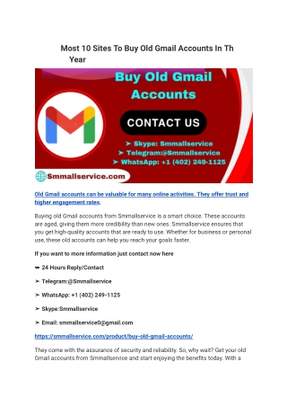Most 10 Sites To Buy Old Gmail Accounts In Th Year