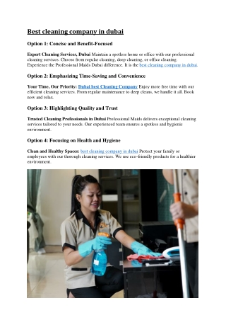 Dubai's Best Cleaning Company | Best Cleaning Services Dubai