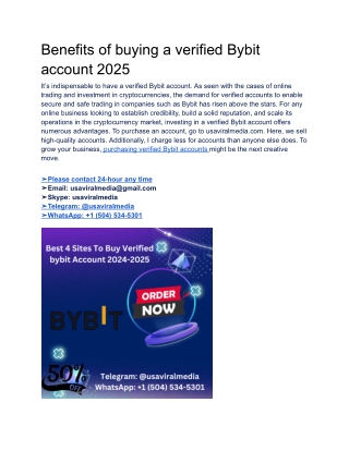 Benefits of buying a verified Bybit account 2025