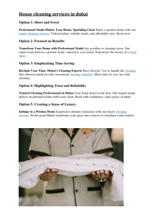 House Cleaning Services in Dubai | Professional Maids