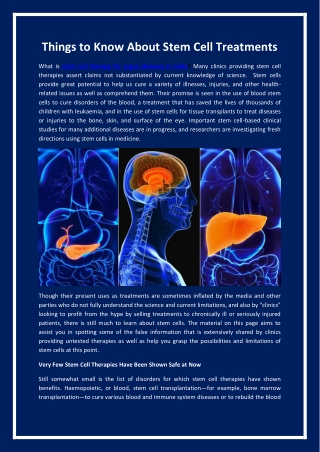 Things to Know About Stem Cell Treatments
