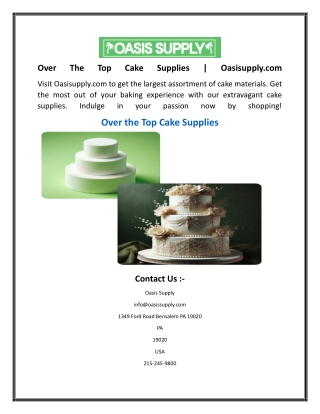 Over The Top Cake Supplies  Oasisupply.com