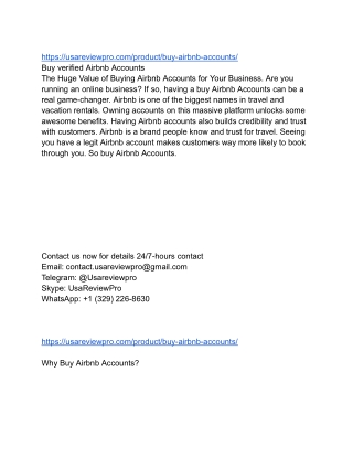 Top 44 Best Site To Buy Verified Airbnb Accounts _ 100% Trusted (2025)