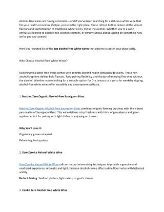 Top Picks Best Alcohol-Free White Wines