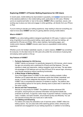 Exploring IOSBET_ A Premier Betting Experience for iOS Users