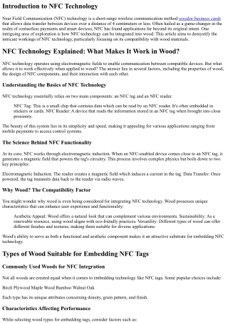 NFC Technology Explained: What Makes It Work in Wood?