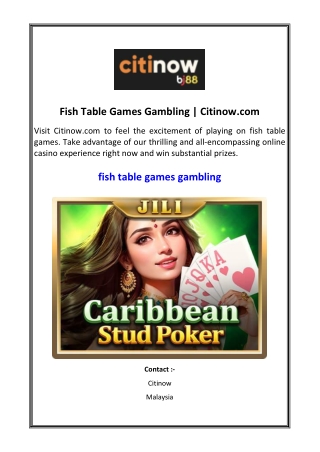 Fish Table Games Gambling | Citinow.com