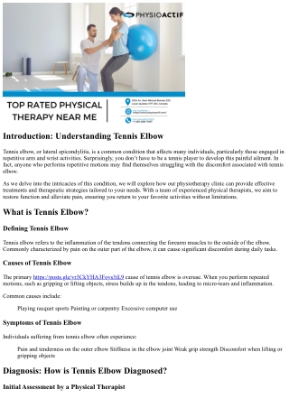 “Tennis Elbow? Discover How Our Physio Clinic Can Help!”