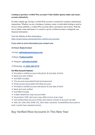 #1 Buy Verified Wise Account –Safe & Instant Access New Year 2025