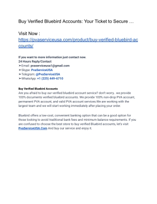 Buy Verified Bluebird Account –Safe & Instant Access New Year 2025
