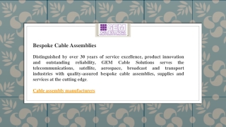 Cable Assembly Manufacturers – Custom Assemblies
