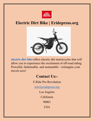 Electric Dirt Bike Eridepross.org