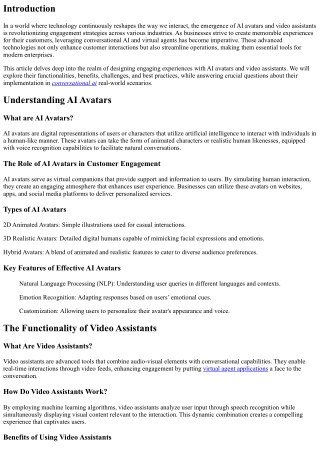 Designing Engaging Experiences with AI Avatars and Video Assistants