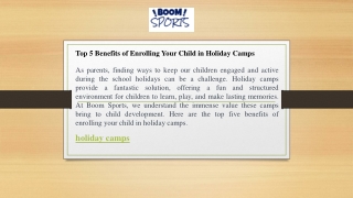 Summer Holiday Clubs - Active & Engaging