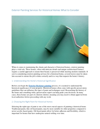 Exterior Painting Services for Historical Homes What to Consider