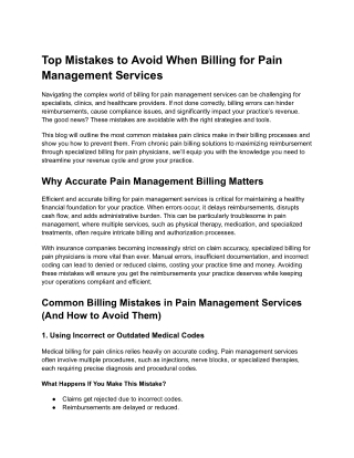 Top Mistakes to Avoid When Billing for Pain Management Services