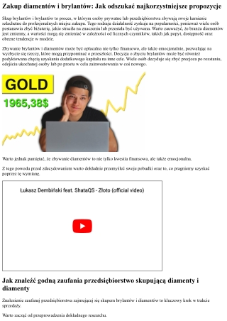 Nabywanie diamentów i diamentów: W jaki sposób odszukać najkorzystniejsze propoz