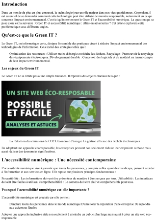Green IT et accessibilité numérique : alliés ou adversaires ?