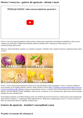 Warzywa i owoce - ready to eat - myte i obrane