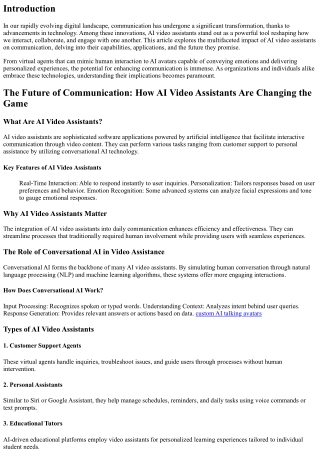 The Future of Communication: How AI Video Assistants Are Changing the Game