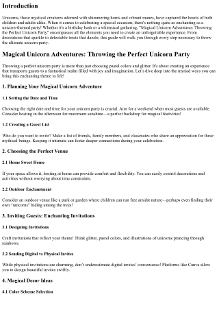 Magical Unicorn Adventures: Throwing the Perfect Unicorn Party