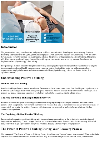 “The Power of Positive Thinking During Your Recovery Process”