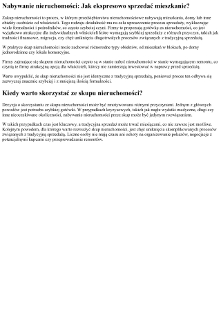 Skup nieruchomości: Jak szybko sprzedać nieruchomość?