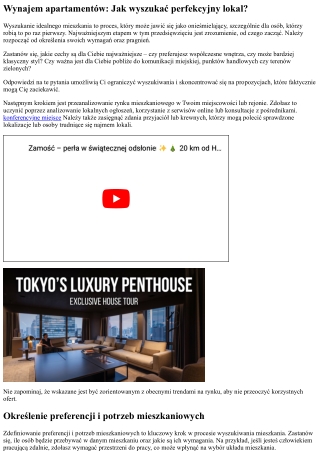 Wynajem apartamentów: Jak znaleźć perfekcyjny lokal?