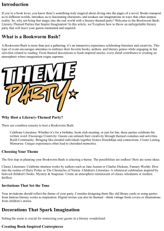 Bookworm Bash: Literary-Themed Parties that Inspire Imagination!